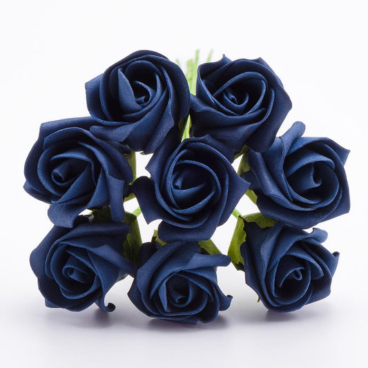 Navy 3cm Foam Roses Bunch of 8