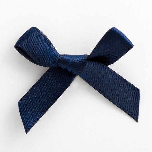 Navy 3cm Pre-Tied Satin Bows