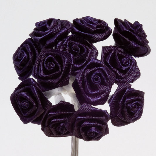 Navy Ribbon Roses Bunch of 12