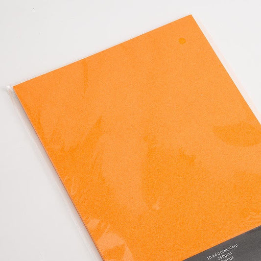 Orange A4 Glitter Card 250gsm Per Sheet
