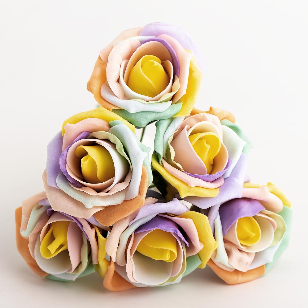 Pastel 5cm Foam Roses Bunch of 6