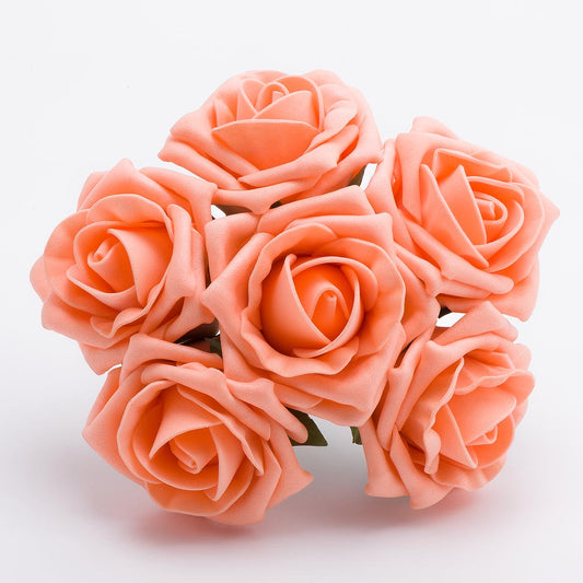 Peach 5cm Foam Roses Bunch of 6
