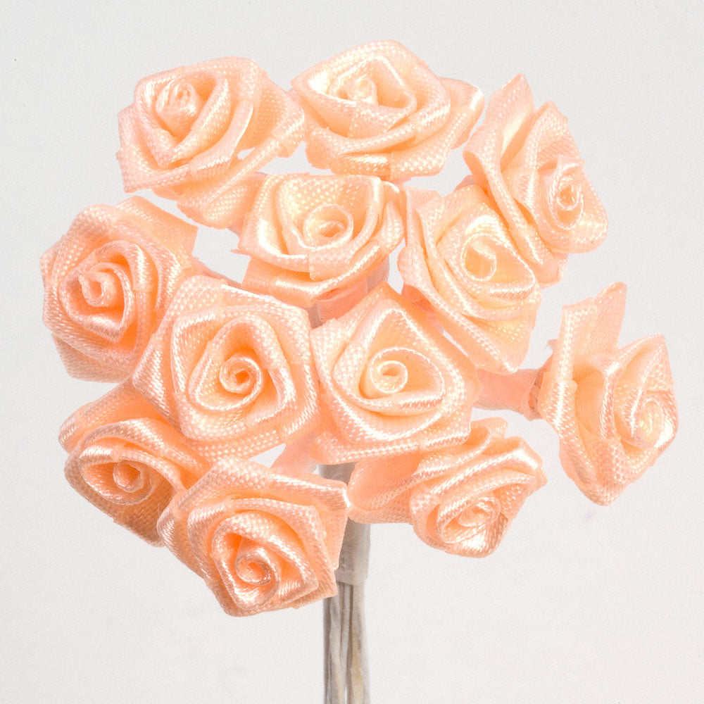 Peach Ribbon Roses Bunch of 12