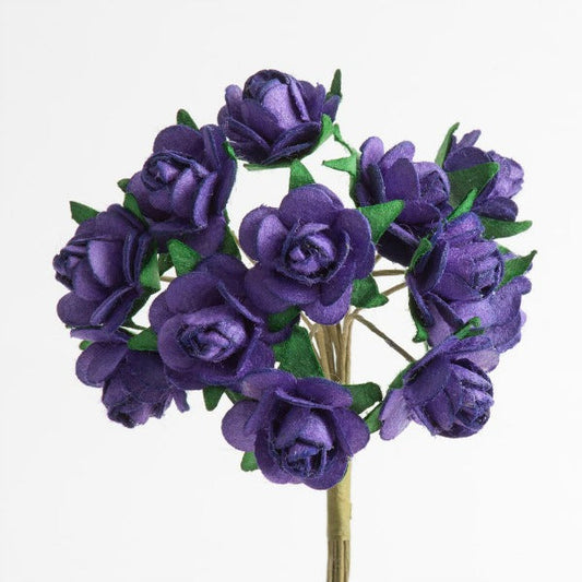 Purple Paper Tea Roses Bunch of 12