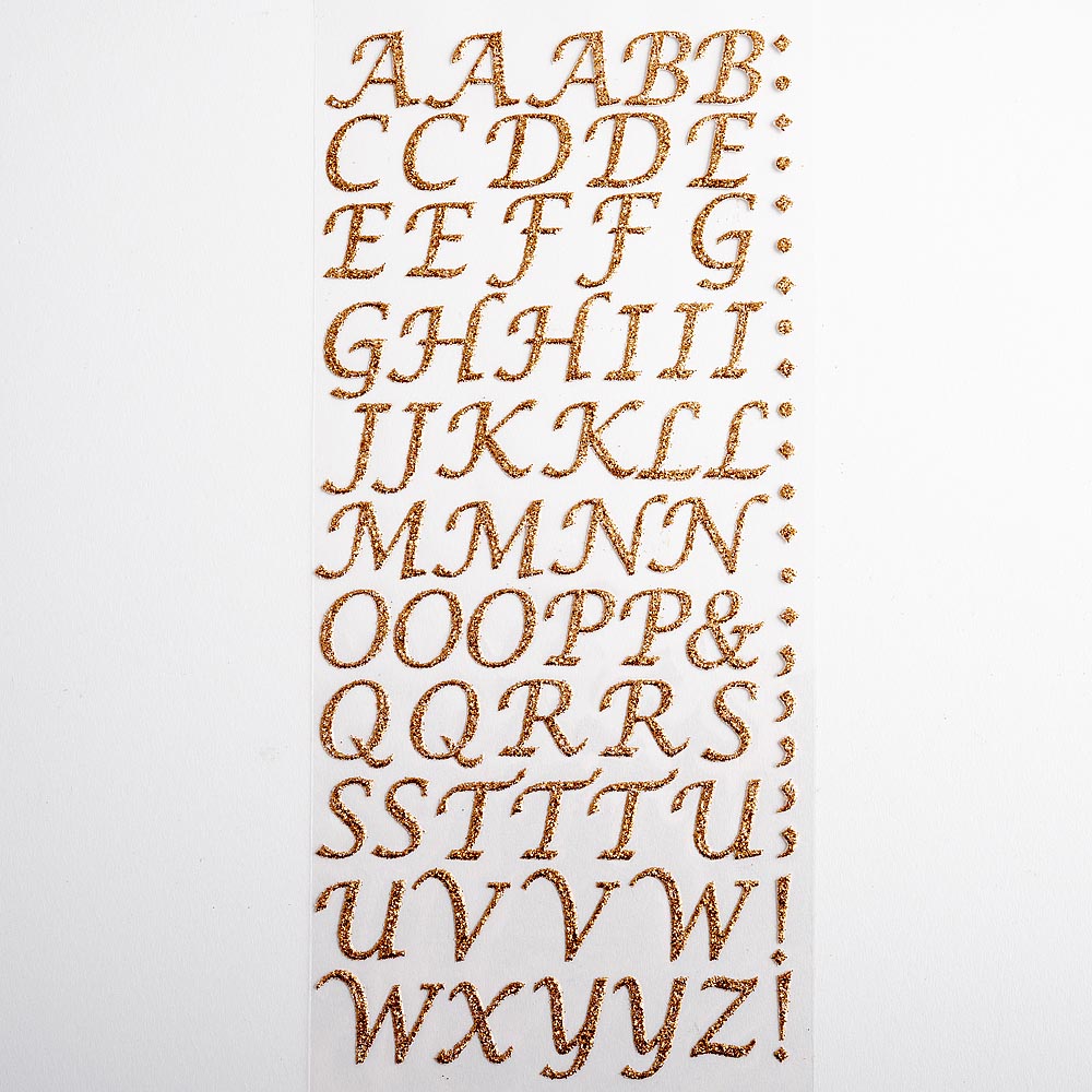 Rose Gold Script Self Adhesive Glitter Letters