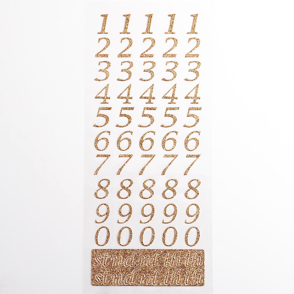 Rose Gold Script Self Adhesive Glitter Numbers - Perfect Tables