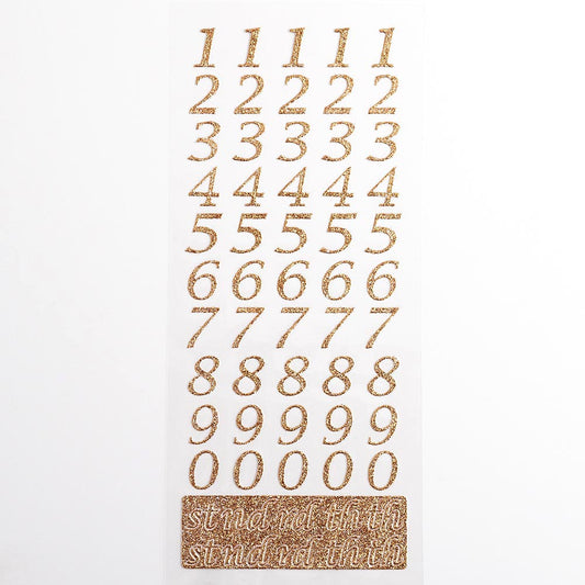 Rose Gold Script Self Adhesive Glitter Numbers - Perfect Tables