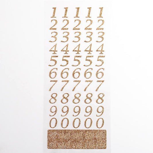 Rose Gold Script Self Adhesive Glitter Numbers