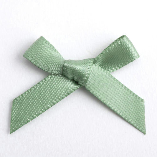 Sage Green 3cm Pre-Tied Satin Bows