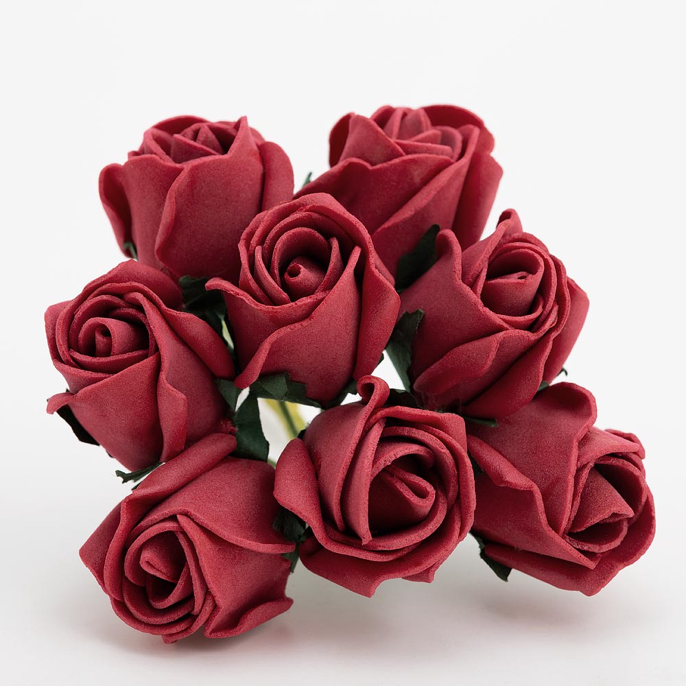 Scarlet 3cm Foam Roses Bunch of 8