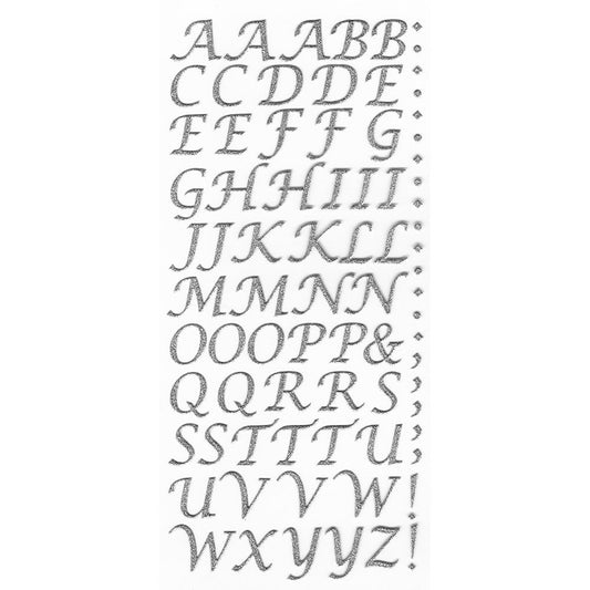 Silver Script Self Adhesive Glitter Letters