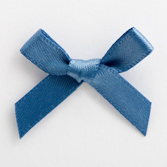 Smoke Blue 3cm Pre-Tied Satin Bows