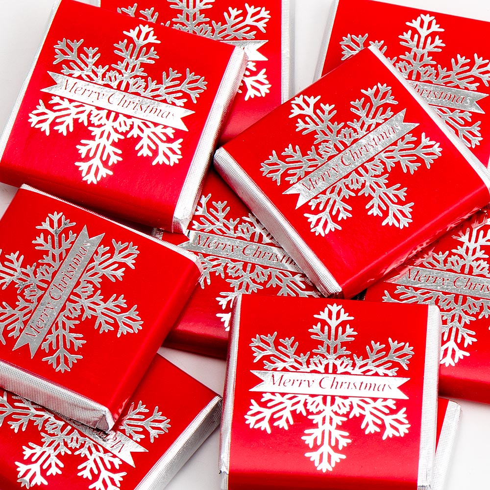 Snowflake - Red & Silver Neapolitan - Milk Chocolate