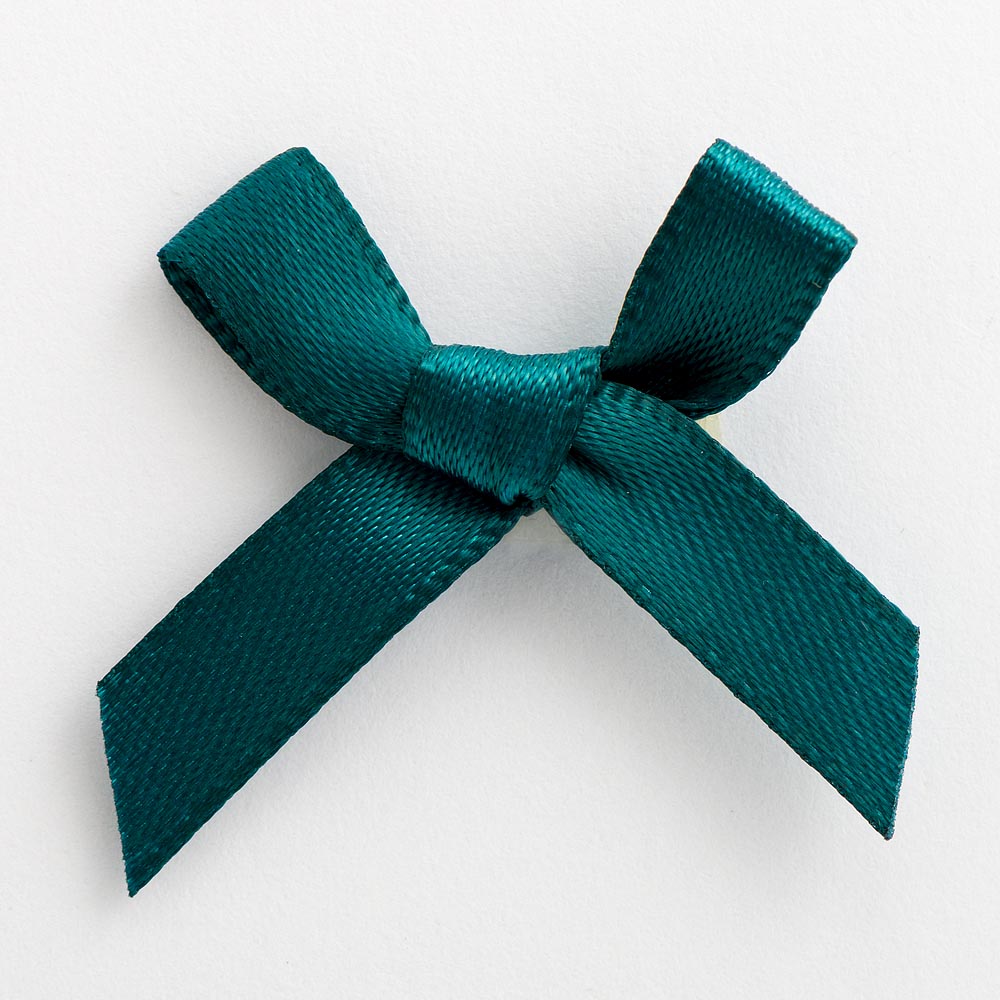 Teal 3cm Pre-Tied Satin Bows