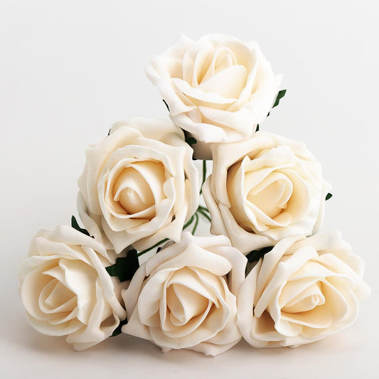 Vintage Cream 5cm Foam Roses Bunch of 6
