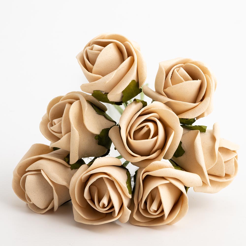 Vintage Gold 3cm Foam Roses Bunch of 8