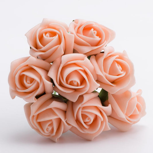 Vintage Peach 3cm Foam Roses Bunch of 8