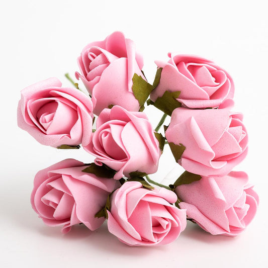 Vintage Pink 3cm Foam Roses Bunch of 8