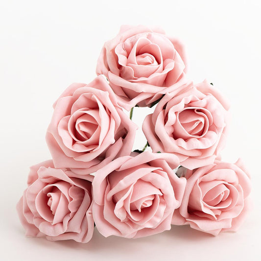 Vintage Pink 5cm Foam Roses Bunch of 6