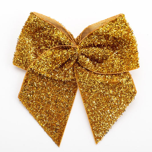 Antique Gold 10cm Sparkle Bows – Self Adhesive