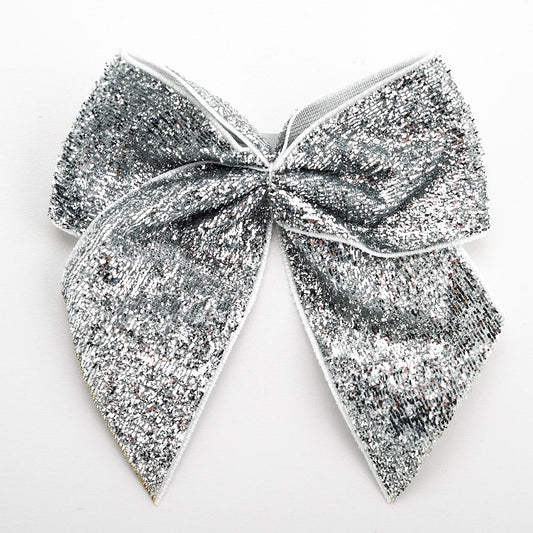 Silver 10cm Sparkle Bows – Self Adhesive