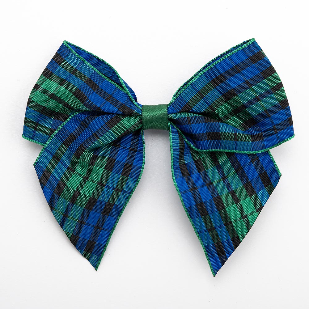 Green/Blue 10cm Tartan Bows – Self Adhesive