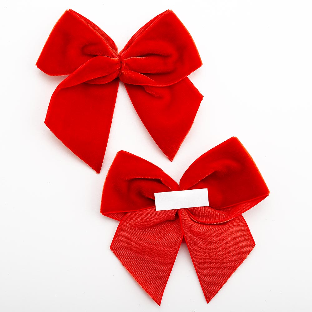 Red 10cm Velvet Bows – Self Adhesive