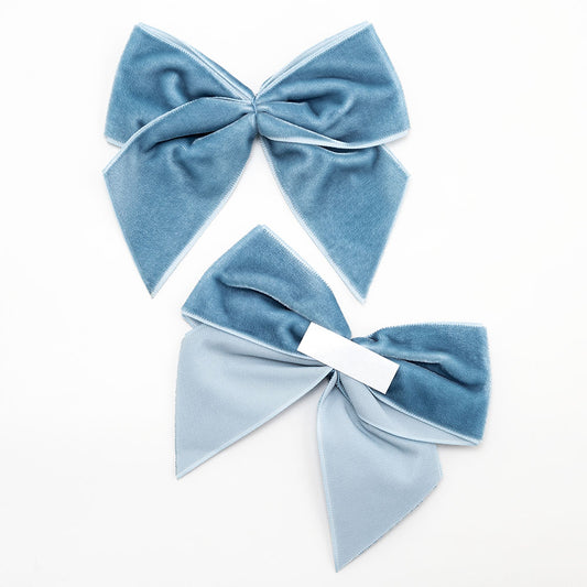 Vintage Blue 10cm Velvet Bows – Self Adhesive