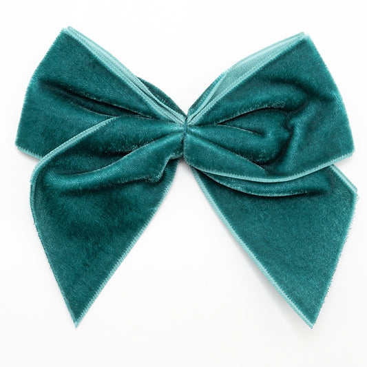 Vintage Teal 10cm Velvet Bows – Self Adhesive
