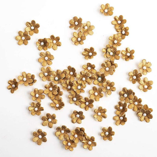 1cm Metallic Gold Glitter Flowers Pack of 60