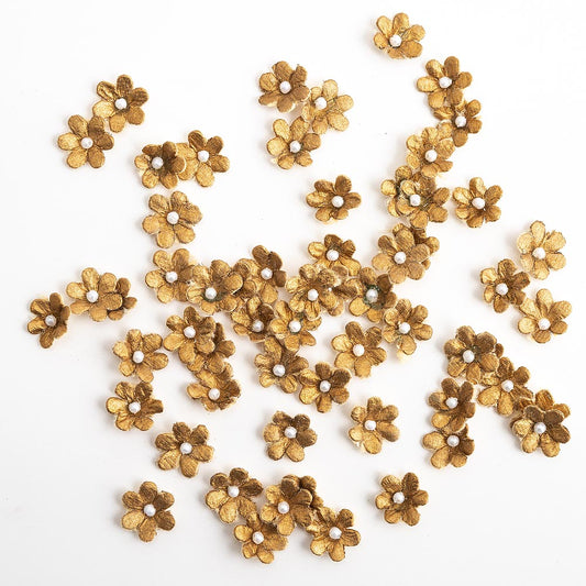 1cm Metallic Gold Glitter Flowers Pack of 60