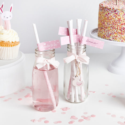 20 Paper Straws with Flags - Girl