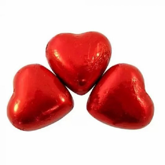Red Caramel Flavoured Foiled Hearts