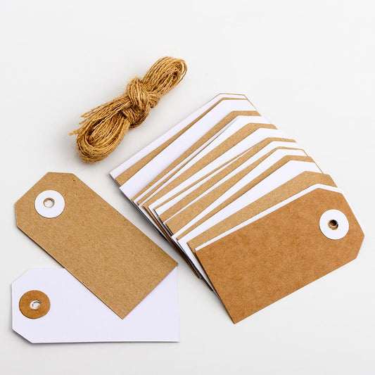 24 White and Kraft Gift Tags