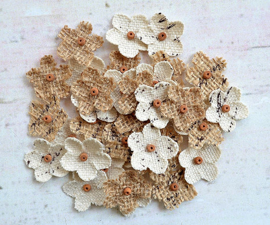 2cm Hessian Flowers Pack of 40