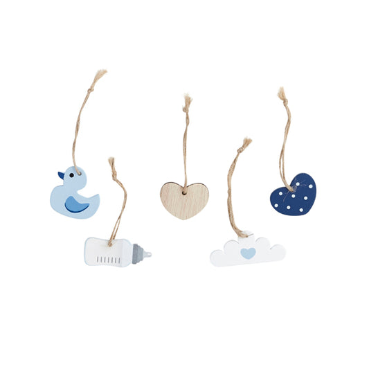 5 Wooden Hanging Tags - Boy