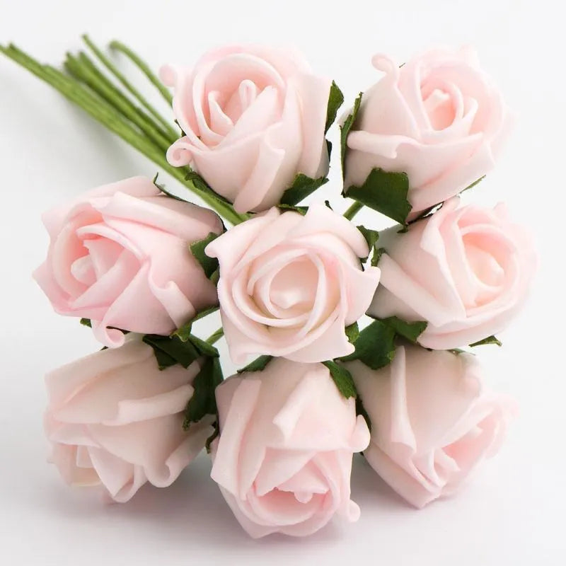 Pale Pink 3cm Foam Roses Bunch of 8