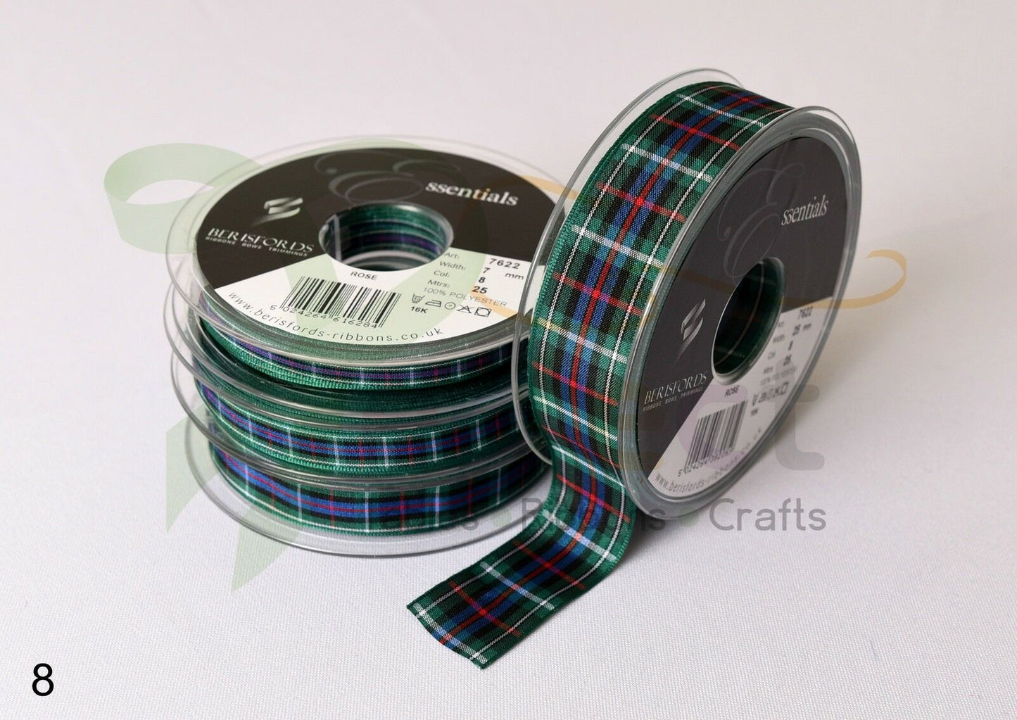 8 Rose Berisfords Tartan Ribbon