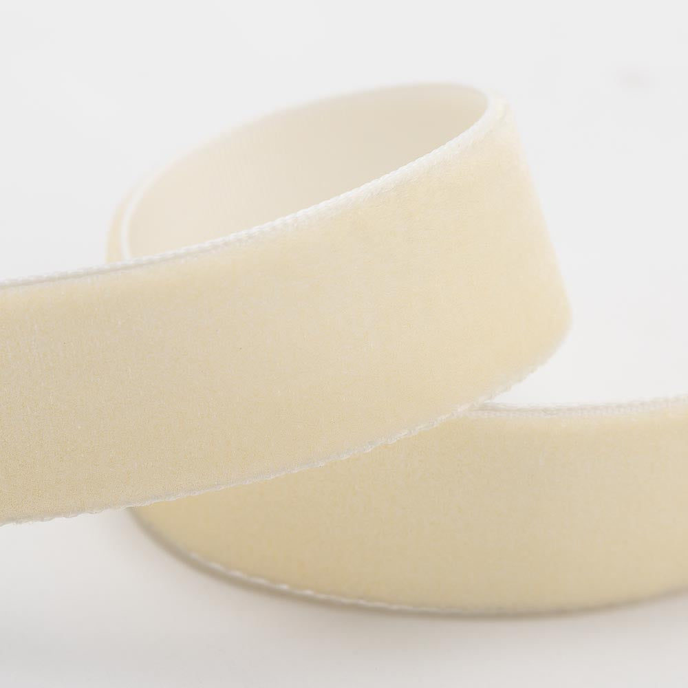 Antique Ivory Velvet Single Face Ribbon