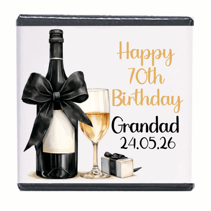 Personalised Chocolate Party Favours and Love Heart Rolls - Champagne Black Bow