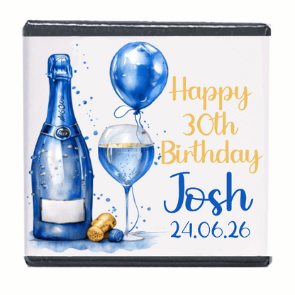 Personalised Chocolate Party Favours and Love Heart Rolls - Champagne Blue Balloon