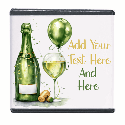 Personalised Chocolate Party Favours and Love Heart Rolls - Champagne Green Balloon