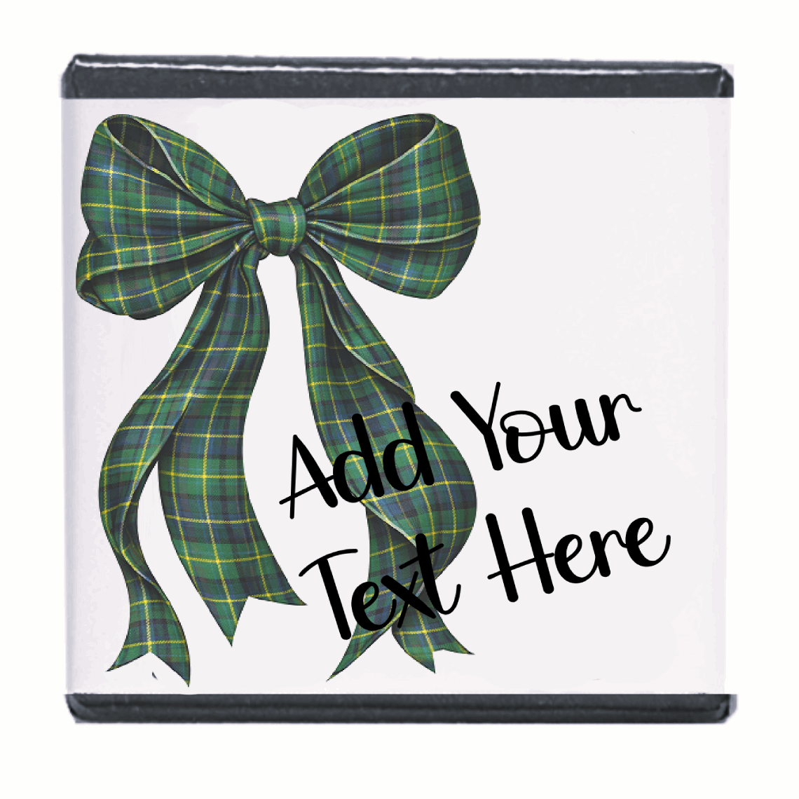 Personalised Chocolate Party Favours and Love Heart Rolls - Green Tartan Bow