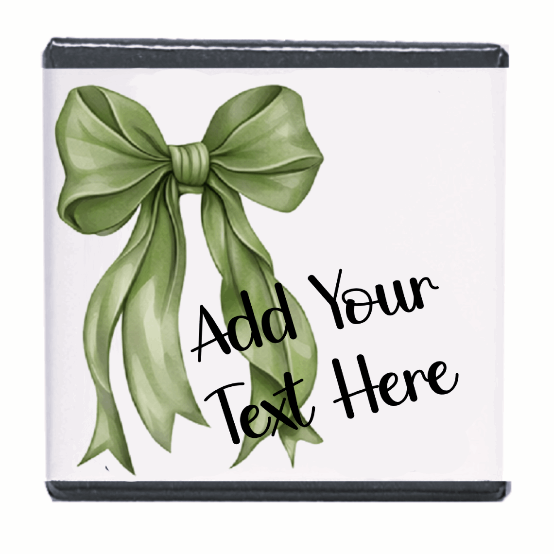 Personalised Chocolate Party Favours and Love Heart Rolls - Moss Green Bow