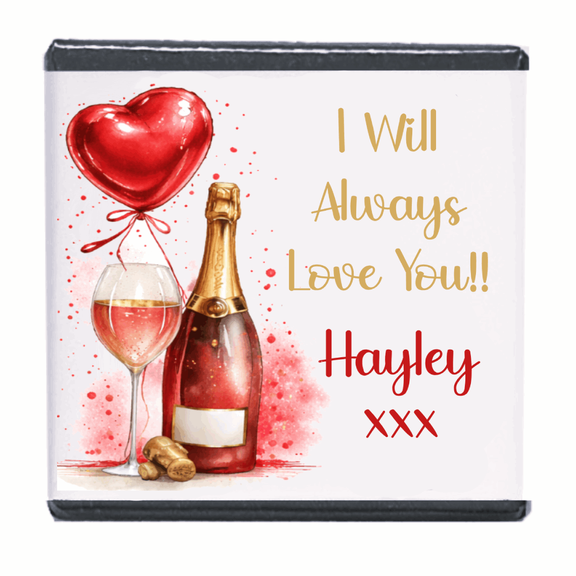 Personalised Chocolate Party Favours and Love Heart Rolls - Champagne Red Balloon