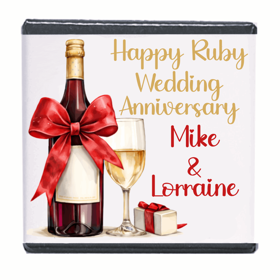 Personalised Chocolate Party Favours and Love Heart Rolls - Champagne Red Bow