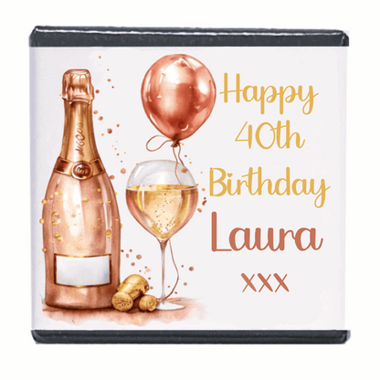 Personalised Chocolate Party Favours and Love Heart Rolls - Champagne Rose Gold Balloon