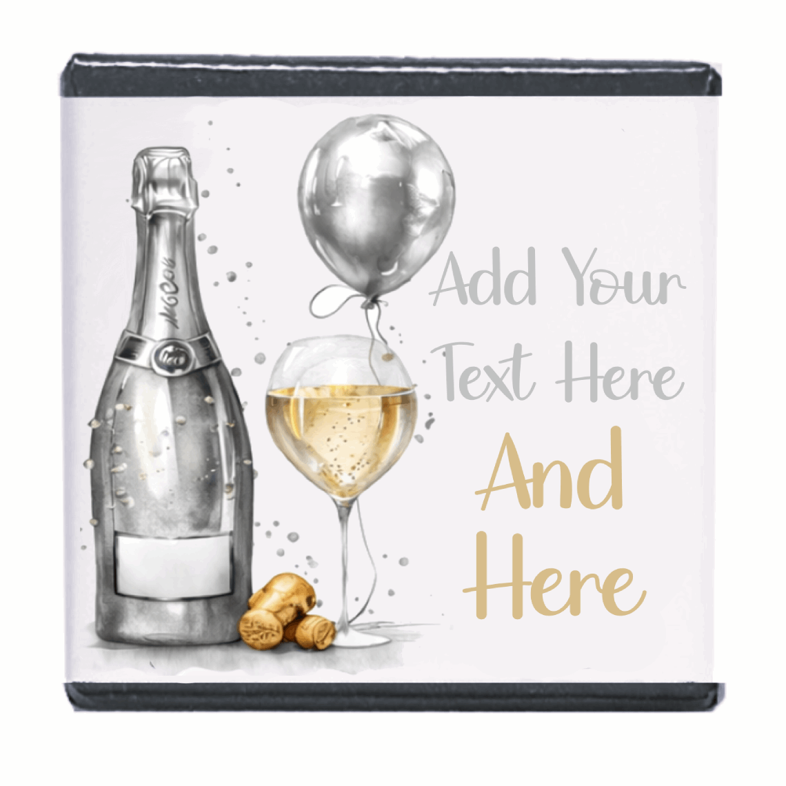 Personalised Chocolate Party Favours and Love Heart Rolls - Champagne Silver Balloon