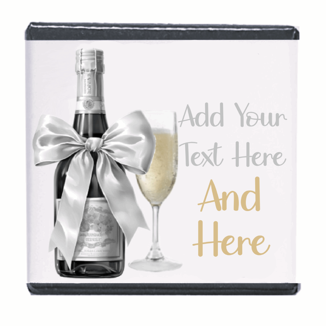 Personalised Chocolate Party Favours and Love Heart Rolls - Champagne Silver Bow
