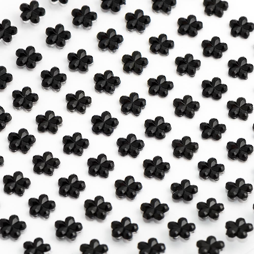 Black Self Adhesive Flowers 6mm Sheet of 100